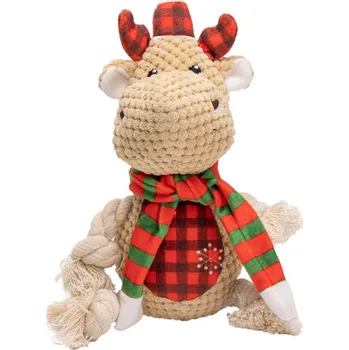 Hračka pro psa Uniqpets Pískací plyšový sobík se šálou 27 cm