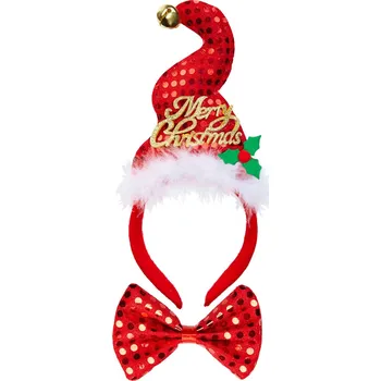 Karnevalový doplněk Widmann Mini Santa čepička s motýlkem a rolničkou