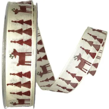 Vánoční dekorace GOLDINA Stuha vánoční SANTA'S GARDEN CREME krémová 9508