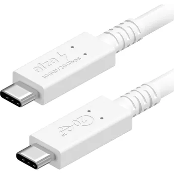 Kabel AlzaPower Core USB-C to USB-C USB4 100W 0.5m bílý
