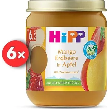 Dětská výživa HiPP BIO SUPEROVOCE Jablko, mango a jahody od 6. měsíce, 6 x 160 g