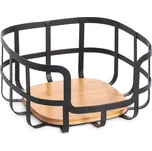 MSV Košík na ovoce Elie, matná černá, ocel, bambus