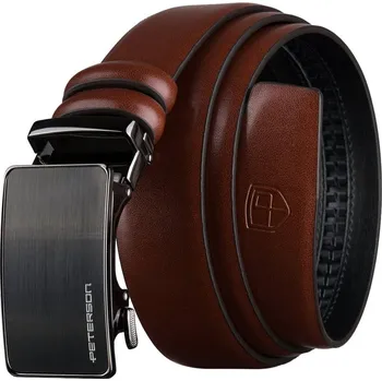 Opasek Pánský opasek s automatickou sponou z přírodní kůže v hnědé barvě - Peterson (125)