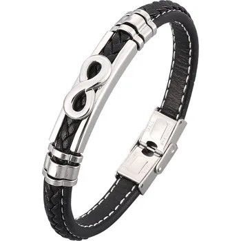 Náramek Predator Q1 Elegantní kožený náramek nekonečno 23 cm černý