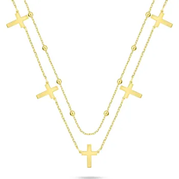 Oblečení a móda Brilio Silver Dvojitý pozlacený náhrdelník s křížky NCL157Y (Ag925/1000, 4,45 g)