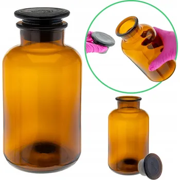 Láhev Skleněná láhev na reagencie se skleněnou zátkou 1000 ml, široké hrdlo, standardní