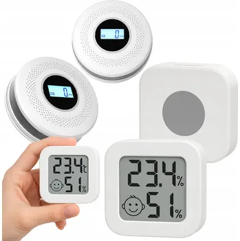 Obraz Domácí Sada Czujnik Dymu i Czadu + Higrometr Termometr Pokojový LCD
