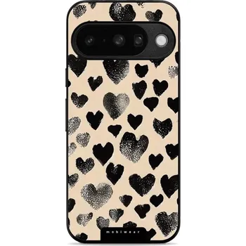 Mobiwear Glossy lesklé pouzdro na Google Pixel 10 černá srdíčka