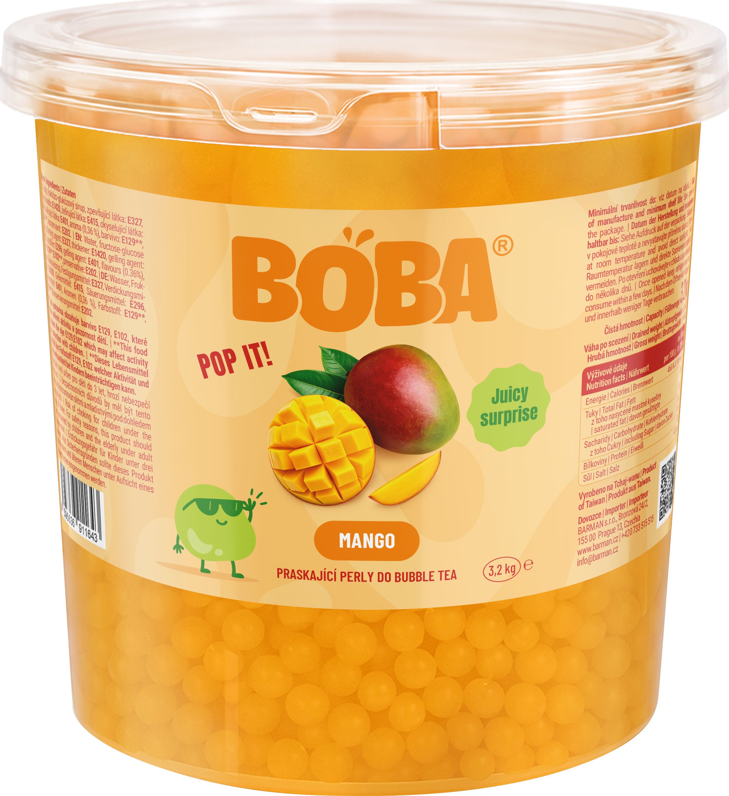 BOBA Mango kuličky do bubble tea 3,2 kg