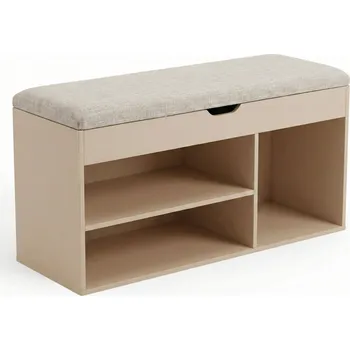 Botník BOXIMO Botník se sedákem TRIA, 80 x 43 x 30 cm - béžový