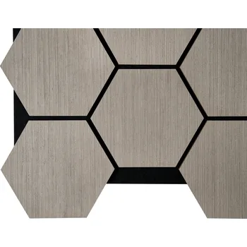 Stavební materiál Fired Up Akustický dřevěný šestiúhelníkový panel Fuse, dekor šedého dubu