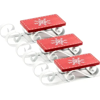 LAALU Vánoční ozdoby - sáňky červeno-bílé, 12,5 × 4,5 cm, 3 ks