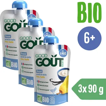 Dětská výživa Good Gout BIO Vanilkový dezert s hruškou 3× 90 g