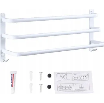 Držák na ručník Nástěnný věšák na ručníky 50 cm Bílý s lepidlem