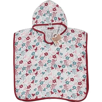 XKKO BMB Bambusové mušelínové pončo Flowers&Birds Girls Vel. 1 (1-2 roky)