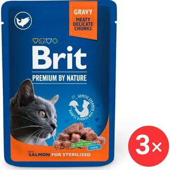 Krmivo pro kočku Brit Premium by Nature Cat Pouches Salmon for Sterilised 3 × 100 g