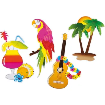 Karnevalový doplněk Boland Sada 4 papírových dekorací Havaj
