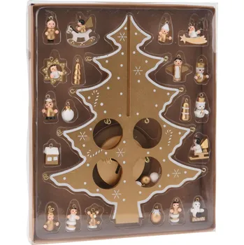 Vánoční stromek Home Styling Collection Skládací vánoční stromek s ozdobnými prvky, dřevěná ozdoba, 26 cm, hnědý 29 cm