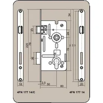 Stavební výplň Zámek stavební 8072/50 V, pravý