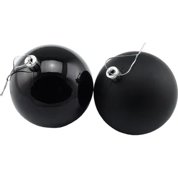 Vánoční dekorace DECOLED Vánoční ozdoby - koule plastové, černé matné/lesklé, průměr 8 cm, 24 ks