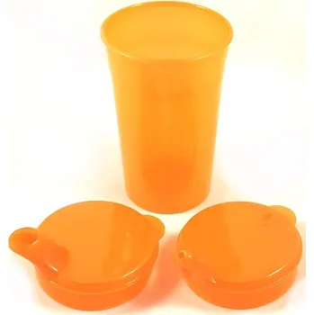 Sundo Hrnek se dvěma víčky s krátkými náustky, nápoje, pokrmy, 250 ml, oranžová
