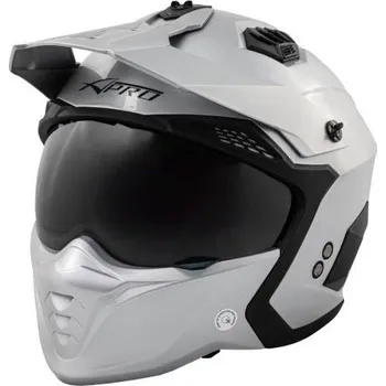 Helma na motorku A-PRO ALIEN GR - stříbrná modulární přilba S