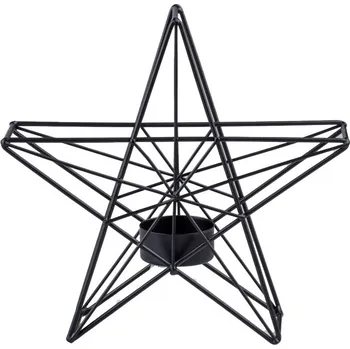 Svícen Svícen kovová hvězda na čajovou svíčku 190x60x190mm, černá