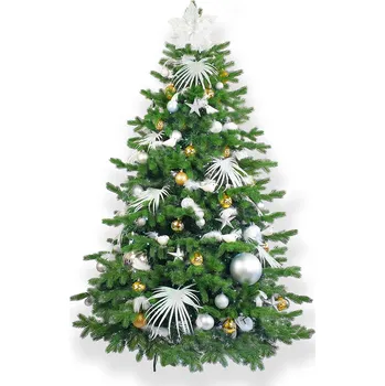 LAALU Vánoční stromek zdobený - POLÁRNÍ ZLATÁ II, 222 ks ozdob, 500 cm