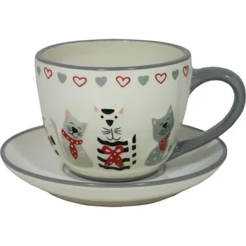 GOBA Hrnek keramický s talířkem Kočičky