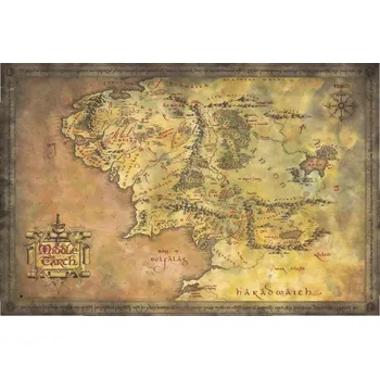 Plakát The Lord Of The Rings - Pán prstenů - Map Of Middle Earth - plakát