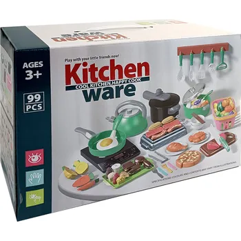 Dětská kuchyňka Bavytoy Sada nádobí do kuchyňky 99 ks, zelená