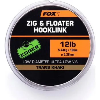 Fox Zig and Floater Hooklink Trans Khaki 100 m, 0,28 mm, 12 lb