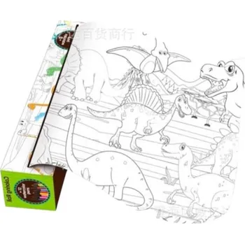 omalovánky Dinosauří ráj Kreativní látkové omalovánky v roli vč. 12 pastelek 120 × 40 cm