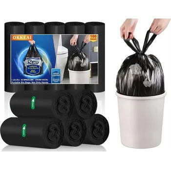 Pytle na odpadky Černé pytle na odpad s úchyty 5L 40x45cm 100 Ks