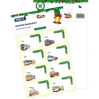 omalovánky Dopravní svět Vánoční samolepky, jmenovky na dárky, 32 ks