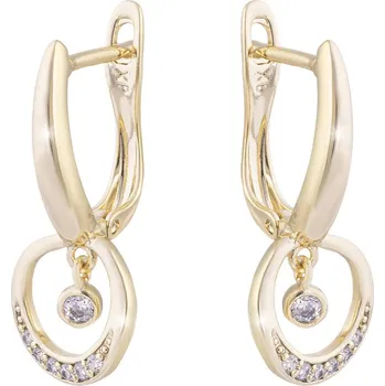 Náušnice Biju Pozlacené náušnice 14K, visací kolečko se zirkony 1002681