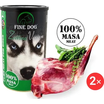 Krmivo pro psa Fine Dog konzerva zvěřina 100 % masa 2 × 1200 g