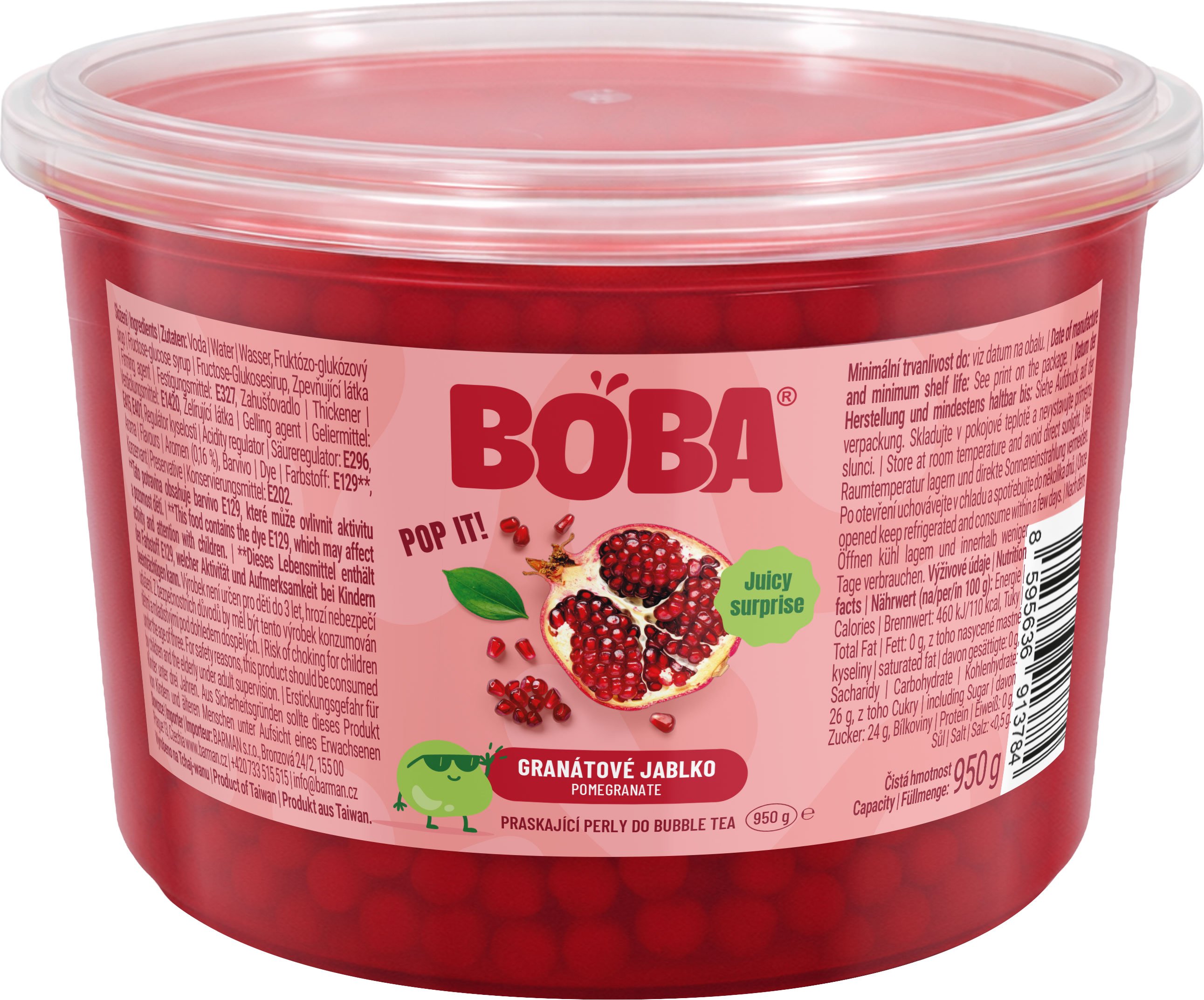 BOBA Granátové jablko kuličky do Bubble Tea 950g