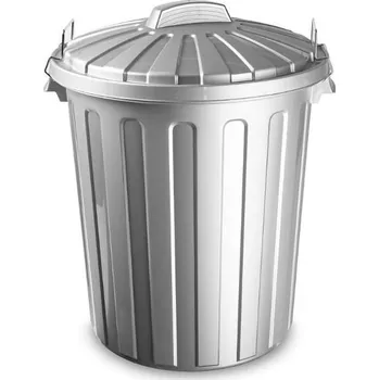 Odpadkový koš Plastic Forte POPELNICE CITY Koš na odpad 51 l STŘÍBRNÝ s víkem
