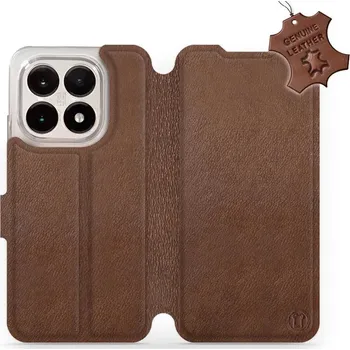 Mobiwear Kožené flip pouzdro pro Xiaomi 15T hnědé