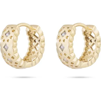 Šperk Biju Pozlacené náušnice 14K kroužek s ozdobnými průřezy a zirkony 1002428