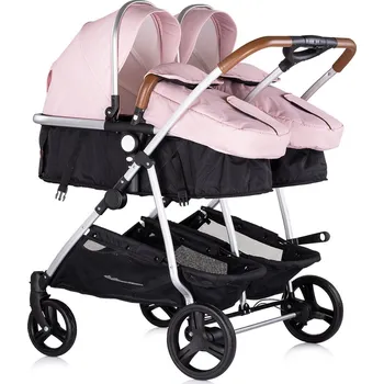 Kočárek CHIPOLINO Kočárek pro dvojčata/nestejně staré děti - kombinovaný Duo Smart Pink Marshmallow