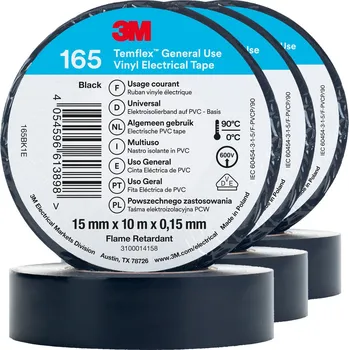 Lepicí páska 3M Izolační páska Temflex 165, rozměr 15 mm x 10 m x 0,15 mm, barva černá, 3 ks