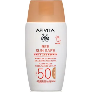 Přípravek na opalování Apivita Bee Sun Safe Daily Age Repair Tinted Fluid SPF50 tónovací ochranný krém SPF 50 50 ml