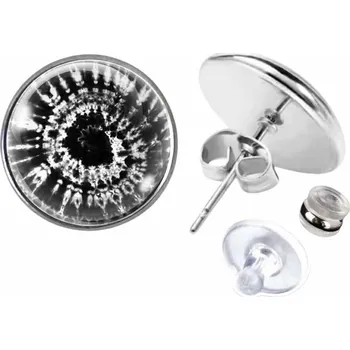 Náušnice Peckové náušky Náušnice z chirurgické oceli 14 mm, Černobílé spirálky