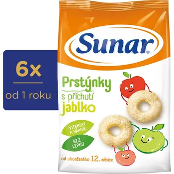 Slaná pochutina Sunar dětské křupky jablečné prstýnky 6× 50 g