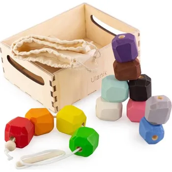 Dřevěná hračka Montessori vzdělávací hra - lacing"Stones"