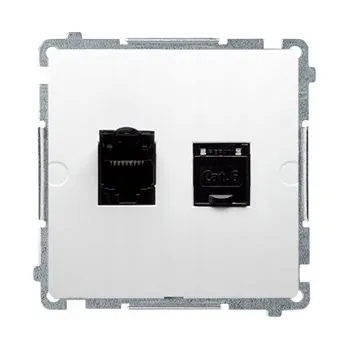 Elektrická zásuvka Simon Basic Počítačová zásuvka 2xRJ45 kat.6 bílá BM62.01/11 KONTAKT