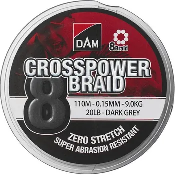 DAM Crosspower 8-Braid 0,13mm 7,2kg 16lb 150m Dark Grey