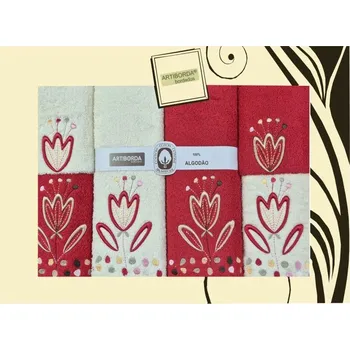 Ručník 4sleep Dárková sada ručníků ARTIBORDA, 6 ks, barva červená/krémová 172